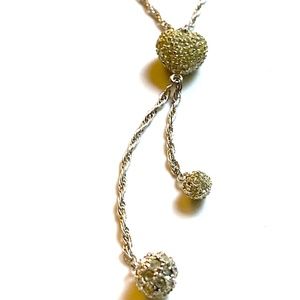 Sterling Silver & Crystal Heart Necklace With Tassels